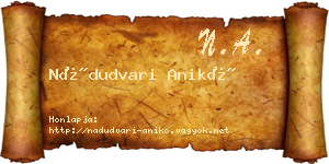 Nádudvari Anikó névjegykártya